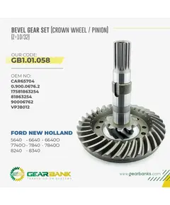 Ford New Holland Bevel Gear Set (Crown Wheel & Pinion) - 81863254-GearBanksFord New Holland Bevel Gear Set (Crown Wheel & Pinion) - 81863254